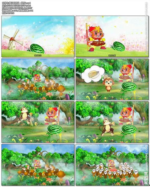 猴吃瓜背景视频素材,欢乐猴王大吃瓜